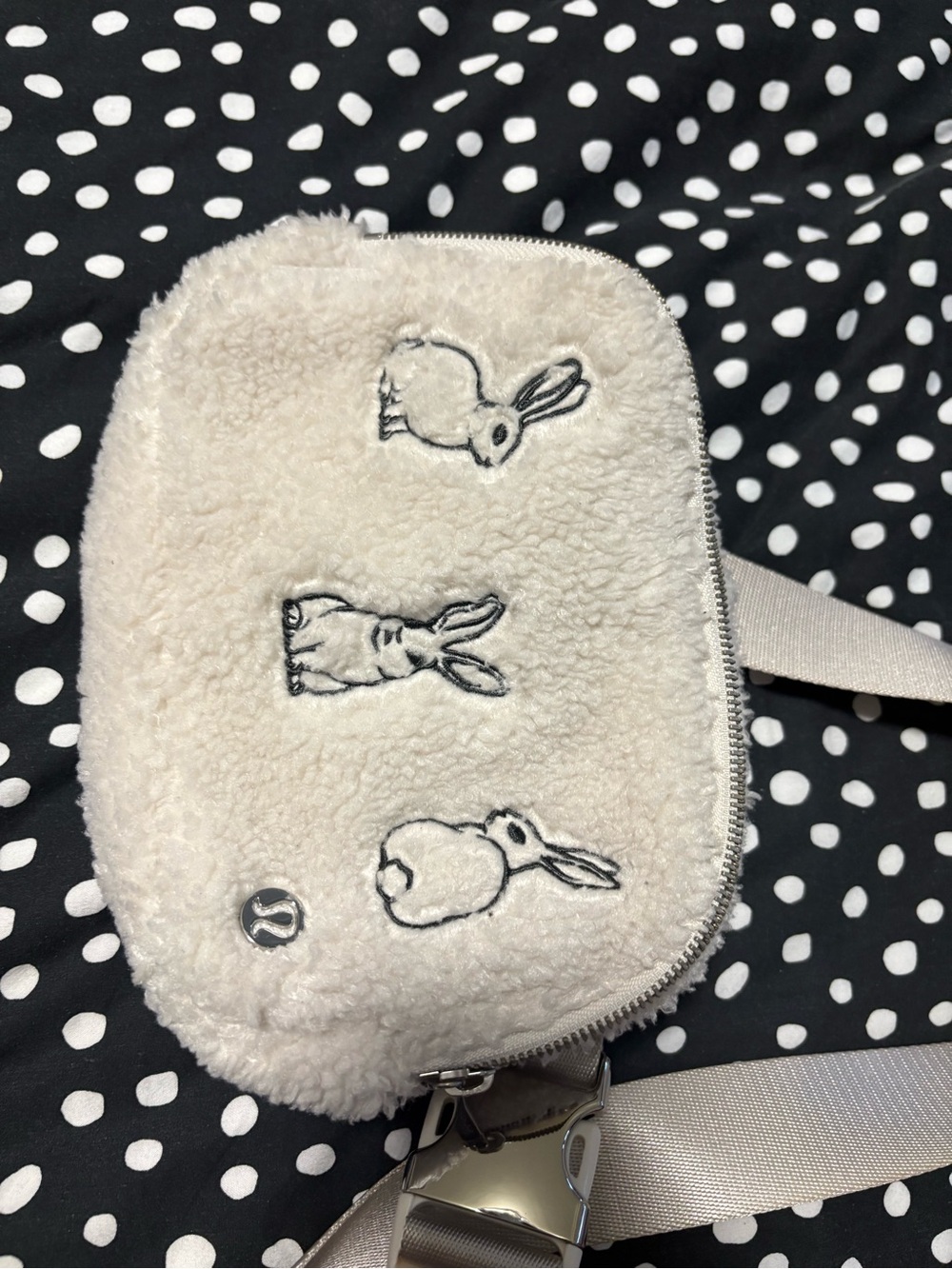 Lululemin Cream Sherpa Year of the Rabbit Belt bag.